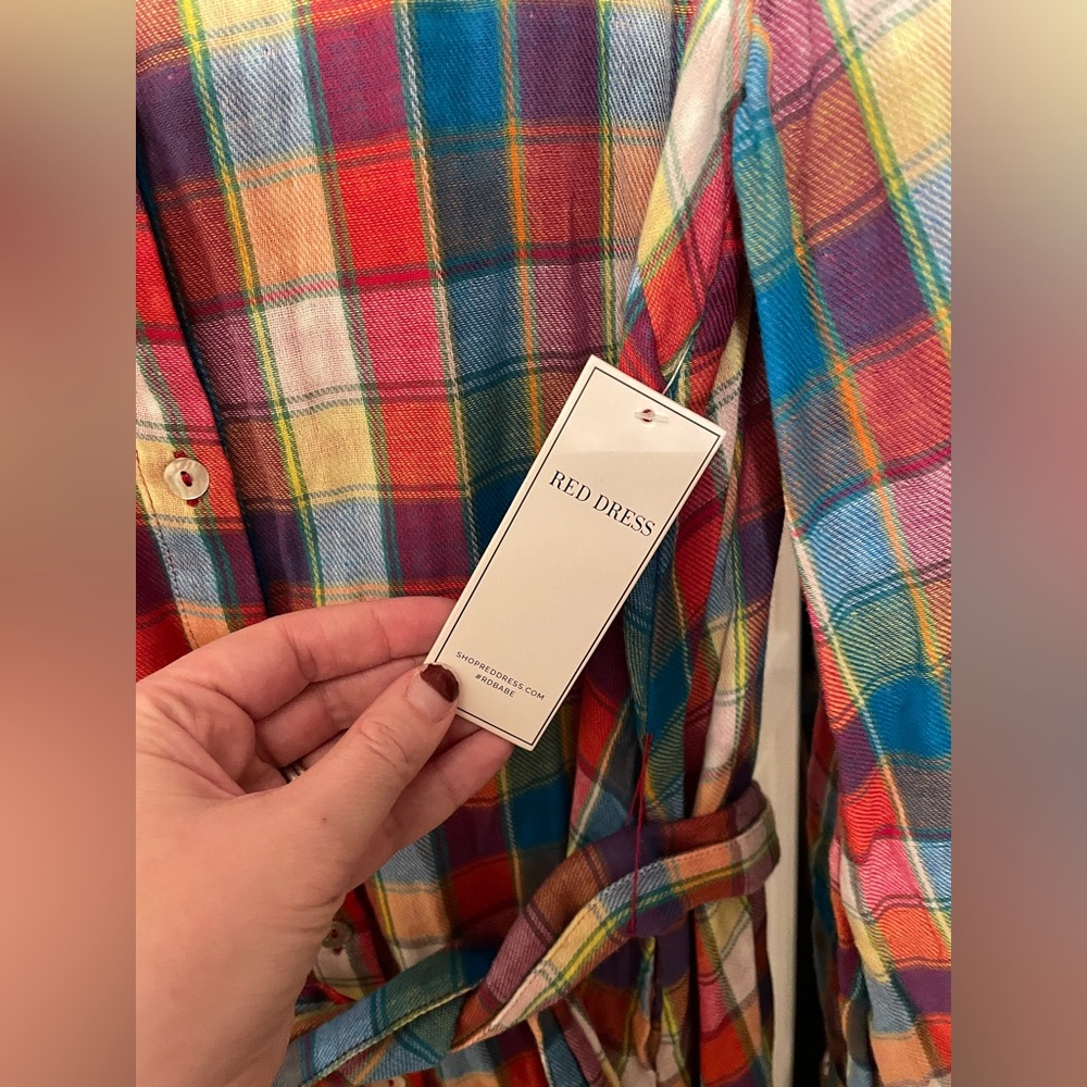 NWT Aura Plaid Button-down Dress - Picture 8 of 9